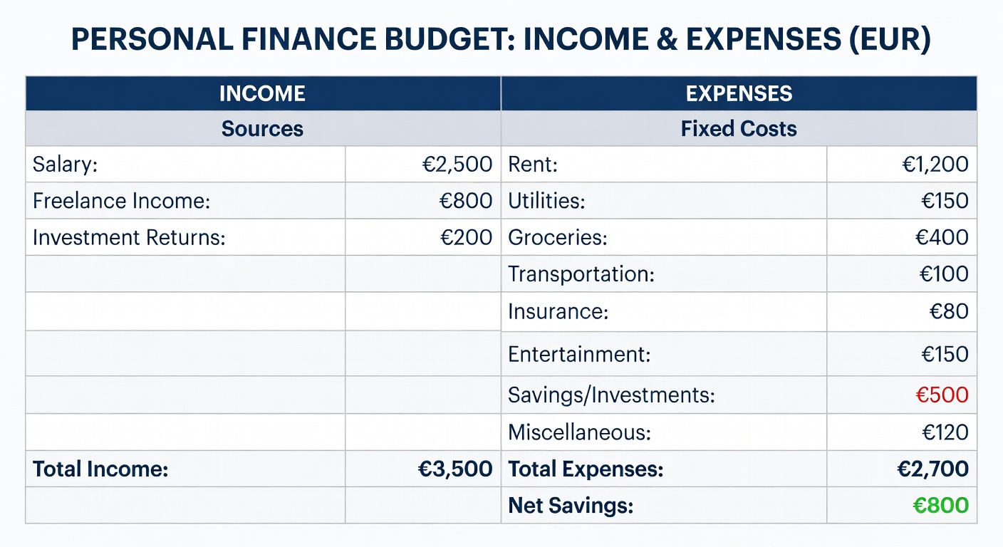 Gráfico de presupuesto en euros