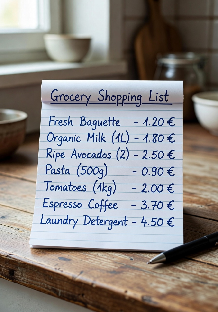 Lista de compra con euros